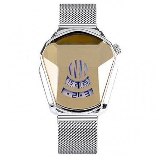 Ceas Barbatesc Sport Fashion Silver Gold cu bratara metalica magnetica argintie CBQZ010