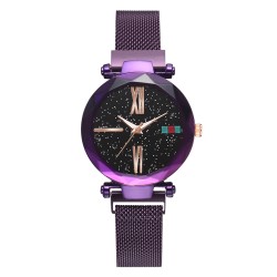 Ceas Dama Casual cu bratara magnetica si cadran cu picatele Purple QUARTZ CDQZ009 Ceas Dama Casual cu bratara magnetica si cadran cu picatele Purple QUARTZ CDQZ009