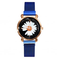 Ceas Dama Elegant Albastru cu margareta si cu bratara magnetica reglabila QUARTZ CDQZ049 Ceas Dama Elegant Albastru cu margareta si cu bratara magnetica reglabila QUARTZ CDQZ049