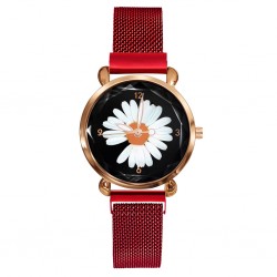 Ceas Dama Elegant Rosu cu margareta si cu bratara magnetica reglabila QUARTZ CDQZ049 Ceas Dama Elegant Rosu cu margareta si cu bratara magnetica reglabila QUARTZ CDQZ049