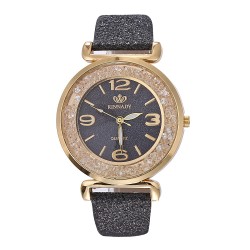 Ceas Dama Elegant negru cu cadran rotund si  bratara stralucitoare reglabila QUARTZ CDQZ075 Ceas Dama Elegant negru cu cadran rotund si  bratara stralucitoare reglabila QUARTZ CDQZ075