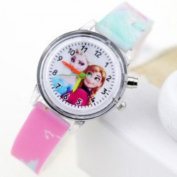 Ceas fete Frozen cadran rotund cu lumini si bratara reglabila roz deschis QUARTZ CDQZ100 Ceas fete Frozen cadran rotund cu lumini si bratara reglabila roz deschis QUARTZ CDQZ100