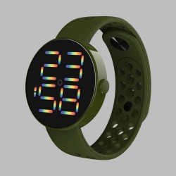 Ceas cu cadran rotund digital si bratara silicon kaki reglabila QUARTZ CDQZ111 Ceas cu cadran rotund digital si bratara silicon kaki reglabila QUARTZ CDQZ111