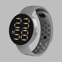 Ceas cu cadran rotund digital si bratara silicon gri reglabila QUARTZ CDQZ111 Ceas cu cadran rotund digital si bratara silicon gri reglabila QUARTZ CDQZ111