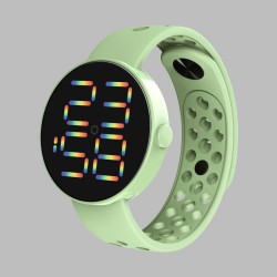 Ceas cu cadran rotund digital si bratara silicon verde deschis reglabila QUARTZ CDQZ111 Ceas cu cadran rotund digital si bratara silicon verde deschis reglabila QUARTZ CDQZ111