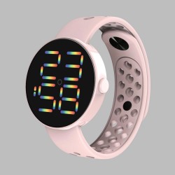 Ceas cu cadran rotund digital si bratara silicon roz reglabila QUARTZ CDQZ111 Ceas cu cadran rotund digital si bratara silicon roz reglabila QUARTZ CDQZ111