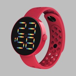 Ceas cu cadran rotund digital si bratara silicon rosie reglabila QUARTZ CDQZ111 Ceas cu cadran rotund digital si bratara silicon rosie reglabila QUARTZ CDQZ111