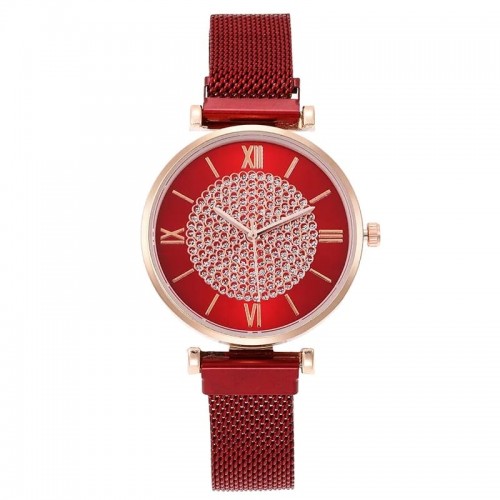 Ceas Dama Elegant  cu cadran Rosu si bratara magnetica QUARTZ CDQZ131