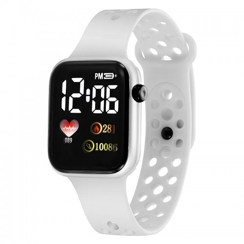 Ceas Electronic Fashion LED Alb cu  bratara silicon CDQZ135