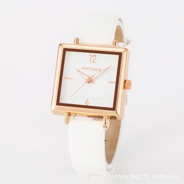 Ceas Dama Elegant Alb cadran patrat alb QUARTZ CDQZ139