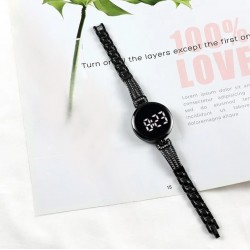 Ceas Electronic Fashion LED negru cu touch screen  bratara vintage CDQZ141 Ceas Electronic Fashion LED negru cu touch screen  bratara vintage CDQZ141