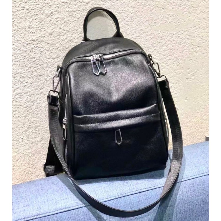 Rucsac Geanta Fashion negru din piele eco cu cusatura dubla pe  buzunar  si bareta detasabila ACRD294