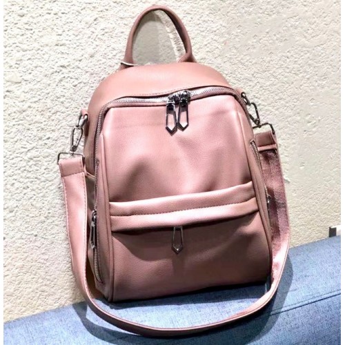 Rucsac Geanta Fashion roz din piele eco cu cusatura dubla pe  buzunar  si bareta detasabila ACRD294