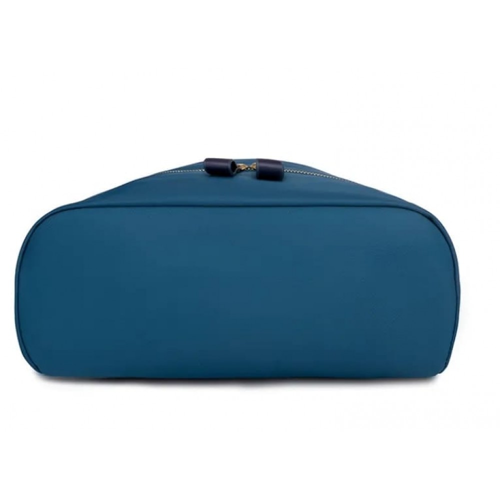 Rucsac dama albastru fashion din material textil impermeabil si buzunar orizontal ACRD354