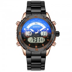 Ceas Barbati Digital Negru cu auriu roziu si bratara metalica + CUTIE CADOU Stryve CBSTV012 Ceas Barbati Digital Negru cu auriu roziu si bratara metalica + CUTIE CADOU Stryve CBSTV012
