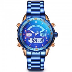 Ceas Barbati Digital Albastru cu insertii aurii si curea metalica + CUTIE CADOU Stryve CBSTV012 Ceas Barbati Digital Albastru cu insertii aurii si curea metalica + CUTIE CADOU Stryve CBSTV012