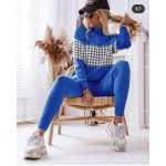 Trening Tricot Albastru calduros compus din bluza si pantaloni cu talie inalta si bluza cu pe gat Marime Universala TND041