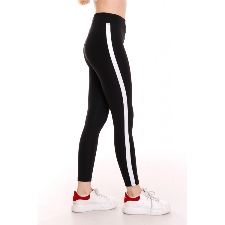 Colanti Fitness Dama Negri cu dunga laterala Alba CDFIT033 Colanti Fitness Dama Negri cu dunga laterala Alba CDFIT033
