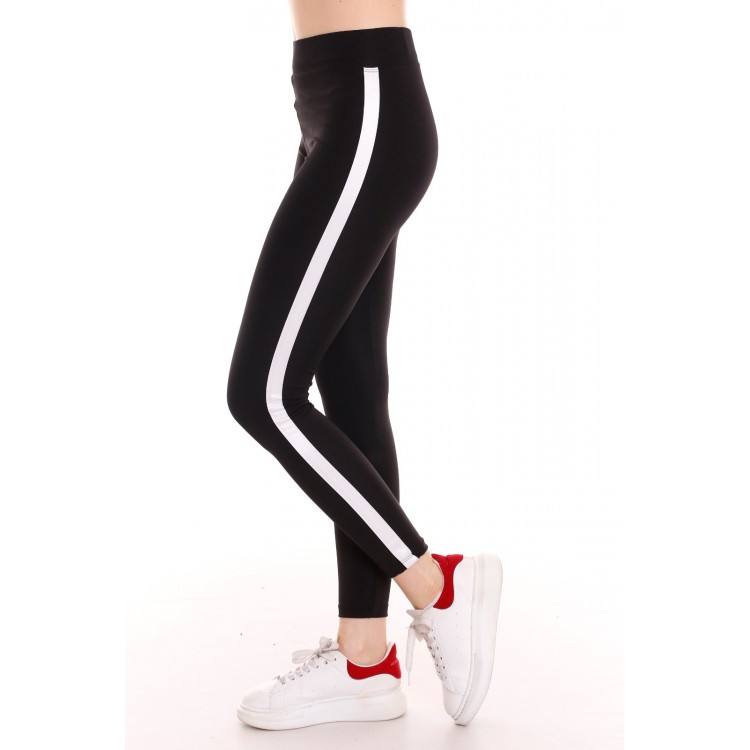 Colanti Fitness Dama Negri cu dunga laterala Alba CDFIT033 Colanti Fitness Dama Negri cu dunga laterala Alba CDFIT033