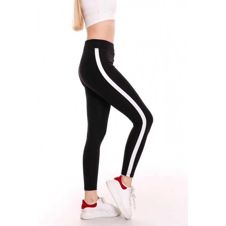 Colanti Fitness Dama Negri cu dunga laterala Alba CDFIT033 Colanti Fitness Dama Negri cu dunga laterala Alba CDFIT033